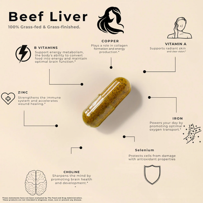 Grass-Fed Beef Liver - Energy & Iron Support Capsules