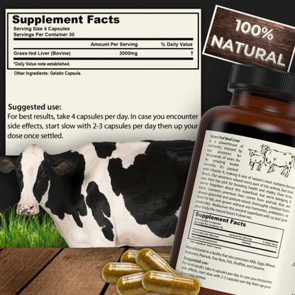 Grass-Fed Beef Liver - Energy & Iron Support Capsules